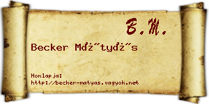 Becker Mátyás névjegykártya